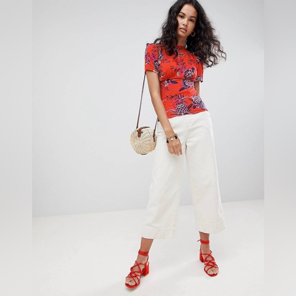 Free People - Hear Me Roar Print Top - Like New! Red Combo- Size: Small - Picture 3 of 10